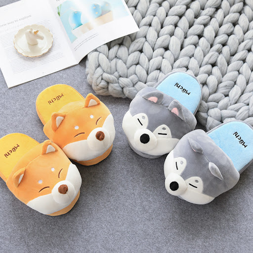 Title 4, Cute Cartoon Shiba Inu Cotton Slippers For Men ...