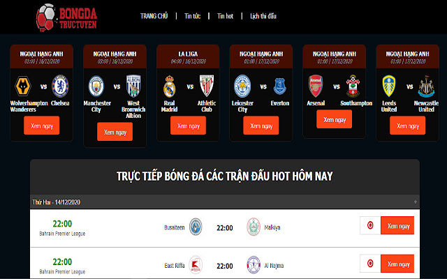 Bongdatructuyen.Vip, Xem trực tiếp bóng đá HD