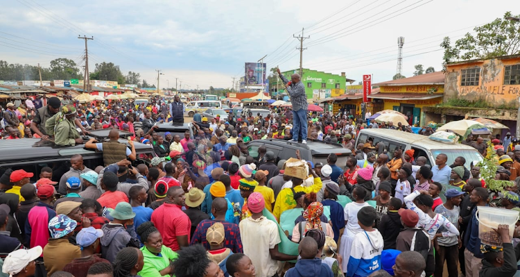 Vihiga Senator Godfrey Osotsi addressing locals in Luanda town during the Saba Saba protests on July 7,2023.