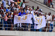 DURBAN, SOUTH AFRICA - FEBRUARY 09: Royal Eagles fans with flags during the National First Division match between Royal Eagles and University of Pretoria at Chatworth Stadium on February 09, 2019 in Durban, South Africa. 