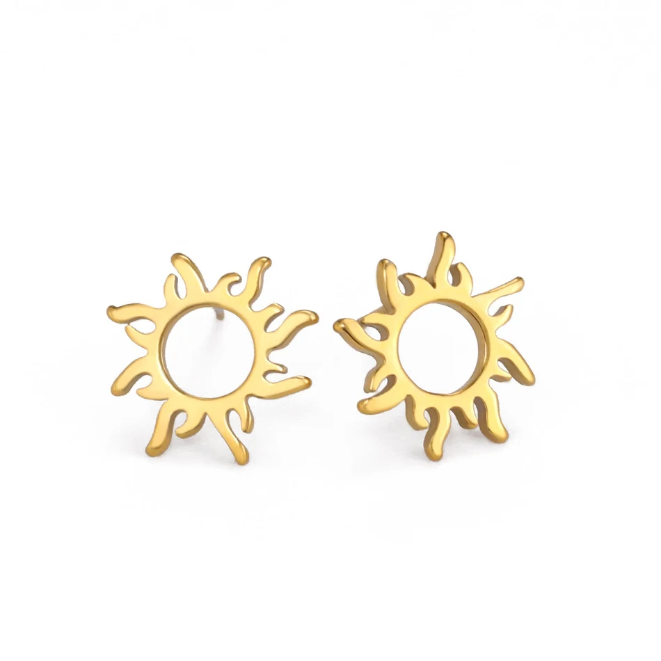 Boucles d'oreilles Totem Soleil Bohème Acier Inoxydable Motif Géométrique. Bijoux femme tendance, parfait pour un look bohème chic, légers et confortables.