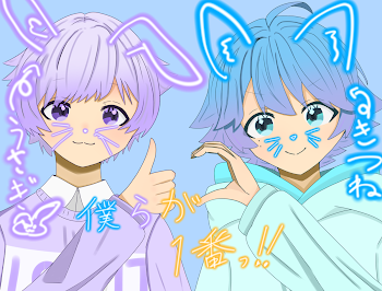 🐇💎のプリクラっぽいイラスト描きました！🦾👁👅👁