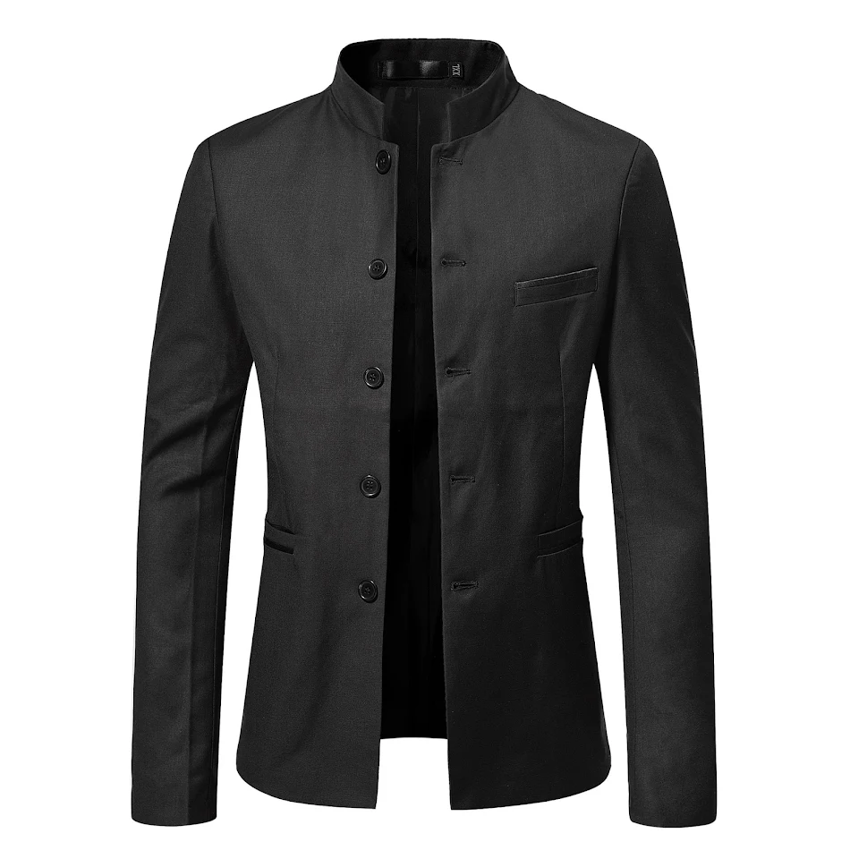 Herren Anzugjacke Slim Fit mit Stehkragen Stilvolle Silhouette, Angenehmer Tragekomfort, Perfekt für Business und besondere Anlässe