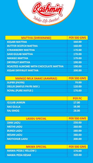 Rashmin Sweets menu 1