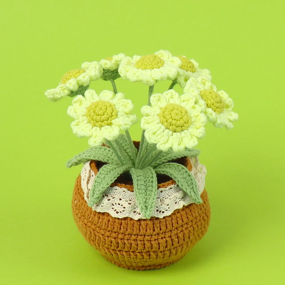 Handgemaakte Wollen Geweven Woondecoratie met Tulp in Pot, voor een Natuurlijke en Elegante Touch in je Interieur.