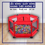 Quây Bóng Lục Giác Khung Inox Tặng Kèm 10 Bóng Nhựa Mềm Cho Bé