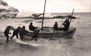 Launching the James Caird before the desperate voyage to seek help on South Georgia