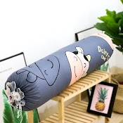 Vỏ Gối Ôm Cotton Poly, Kích Thước 35 X 105 Cm Mẫu Bò Xám - Zingzingmart Áo Gối Ôm