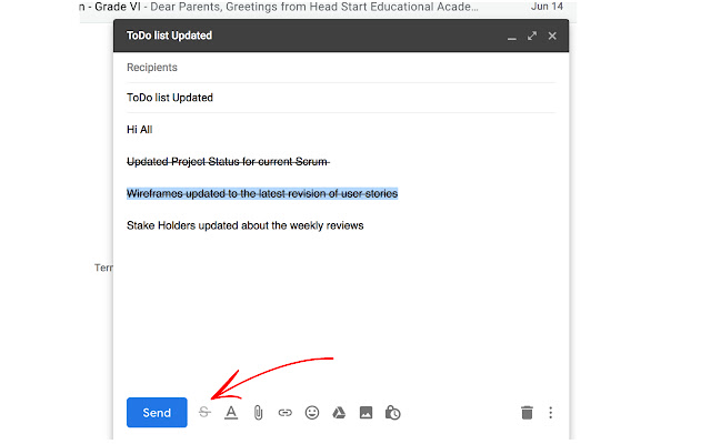 StrikeThrough for Gmail chrome extension