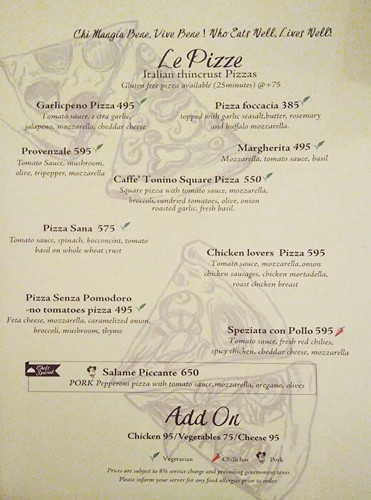 Caffe Tonino menu 