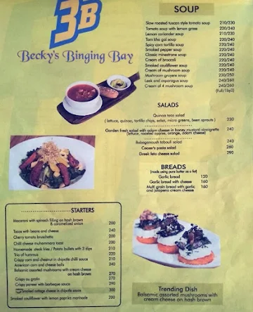 Becky's Binging Bay menu 