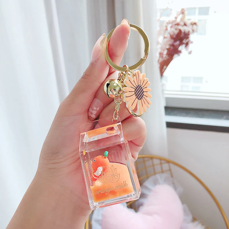 Llavero con diseño de margarita de frutas de dibujos animados, acrílico para botellas, ideal para decorar tus llaves o bolso y llevarlo a todas partes.