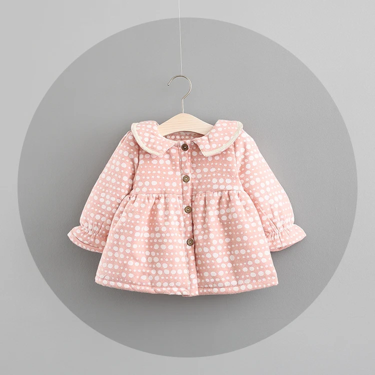 Nouvelle robe d'automne et d'hiver pour enfants, style princesse coréenne, cachemire pour bébé, jupe à pois épaisse, idéale pour les petites filles.