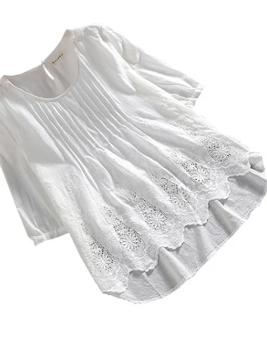Solid color cutout embroidered shor - 2