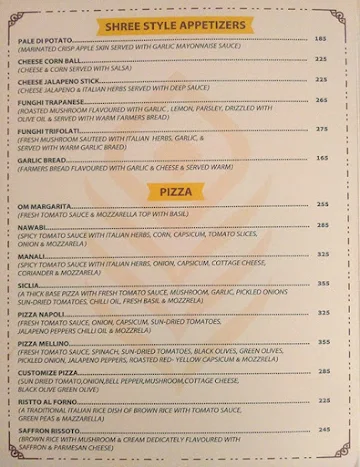 Shree Leela World Cuisine Veg Restaurant menu 