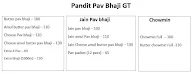 Pandit Pav Bhaji menu 1