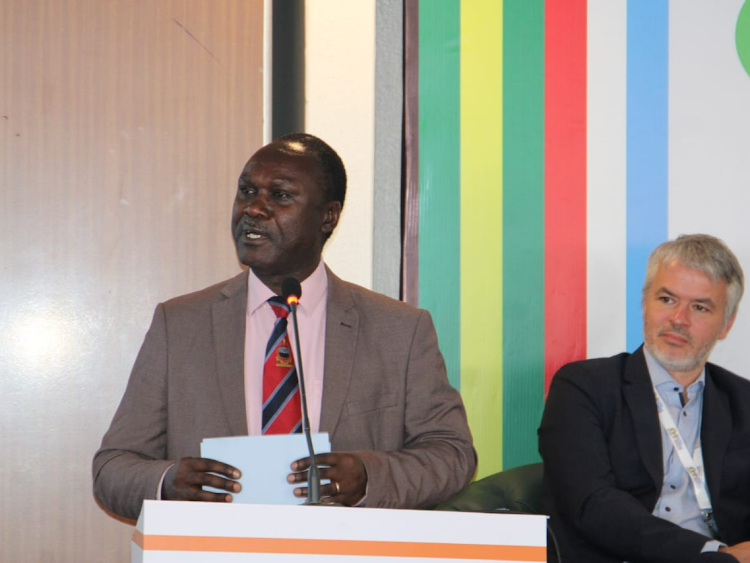 East African Science and Technology Commission (EASTECO) chairman Walter Oyawa speaking during the 3rd EAC Regional Science, Technology and Innovation conference at Panafric hotel, Nairobi on March 6, 2024.