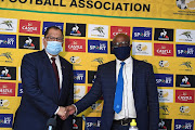 Safa president Danny Jordaan and CEO Tebogo Motlanthe during a press conference at Safa House on January 22 2021 in Johannesburg.