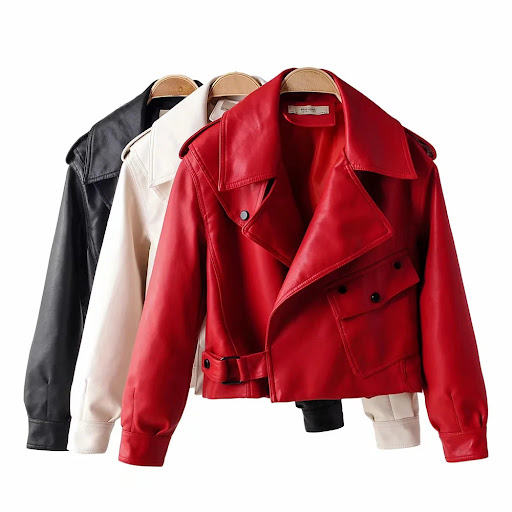 Title 5, Ladies Lapel Short Motorcycle Leather Jacket of...