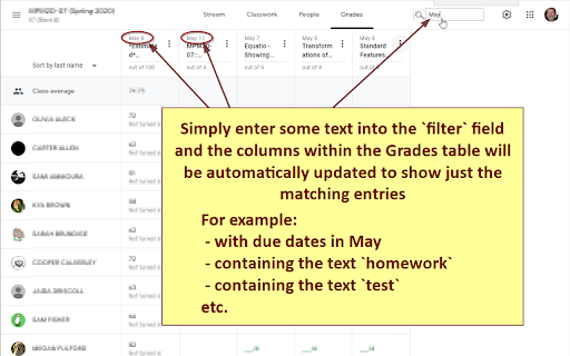 Google Classroom Grades Filter