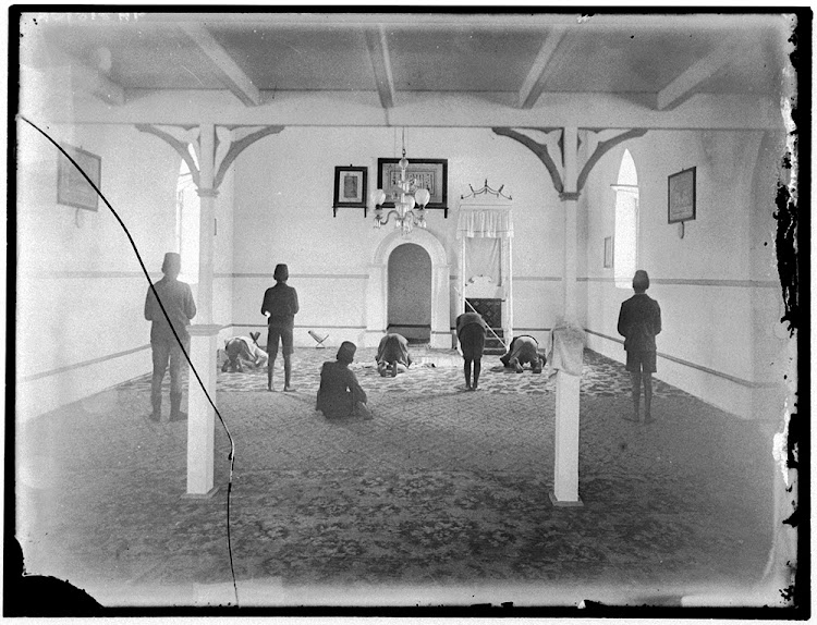 A rare photograph of the interior of the Breda Street Mosque, Paarl, circa early 1900s.