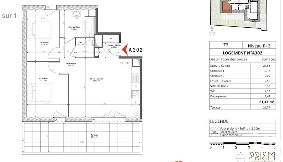 Vente appartement 3 pièces 61 m² à Noyal-Châtillon-sur-Seiche (35230), 276 900 €