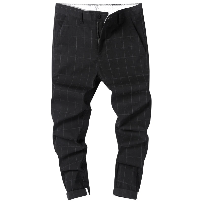 Heren Casual Broek Eenvoudige Ruit Slim Fit Rechte Pijpen Comfortabel en Stijlvol voor een Casual en Eigentijdse Look