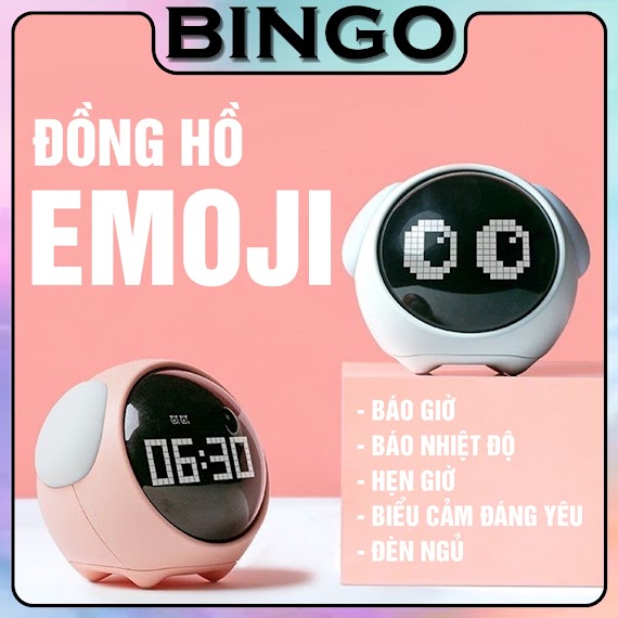 Đồng Hồ Báo Thức, Đồng Hồ Để Bàn Xiaomi Emoji Thông Minh 5In1 Kiêm Đèn Ngủ Cảm Biến Âm Thanh Hiển Thị Cảm Xúc Smart 5In1