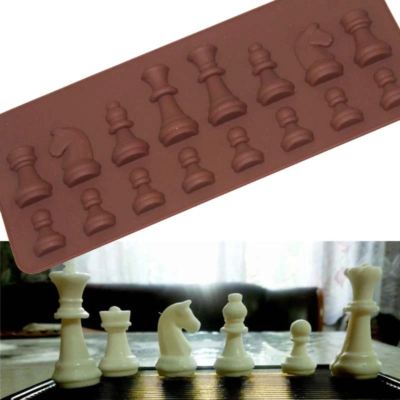 Title 5, Forma de silicone DIY para xadrez e chocolate, ...