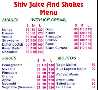 Shiv Juice and Shakes menu 1