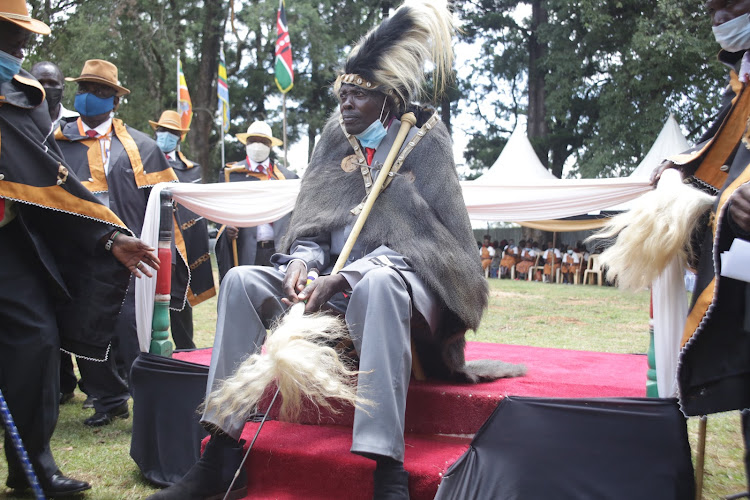 Rev. Wilson Arap Sambu(centre) installed as the first Tugen Council of Elders’ Chairman in Kabarnet town, Baringo on Saturday.