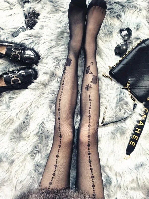 Modne seksi ženske crne prozirne najlonke