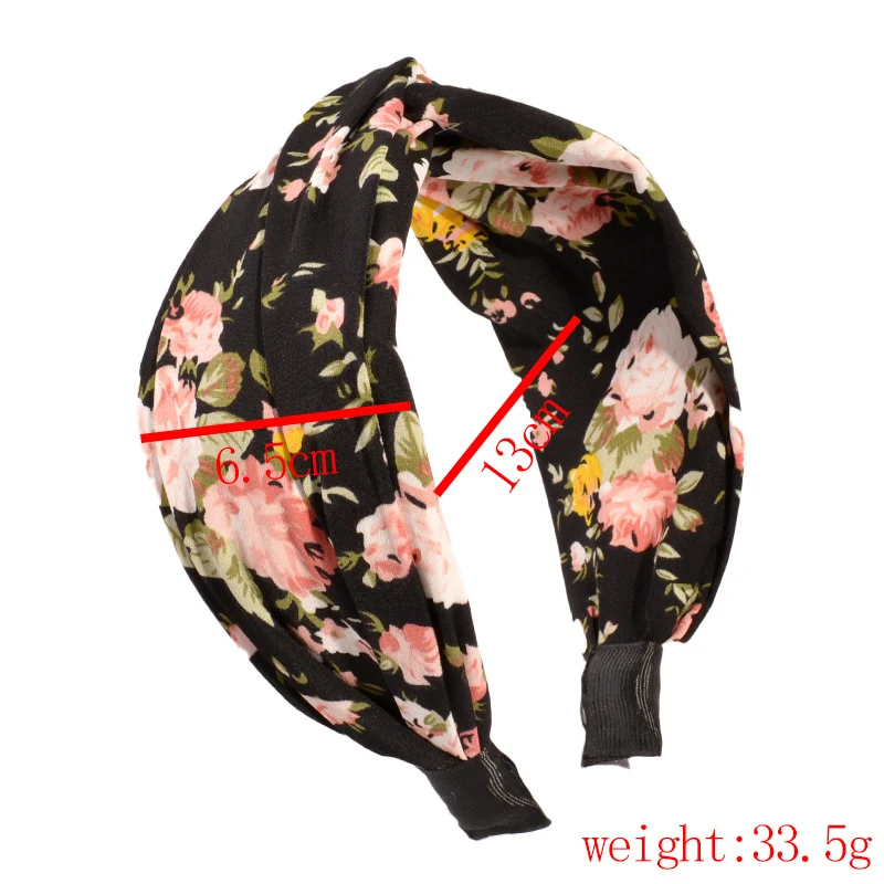 Diadema floral de verano para el pelo, borde ancho cruzado y anudado, estilo Mori para niñas. Un accesorio ideal.