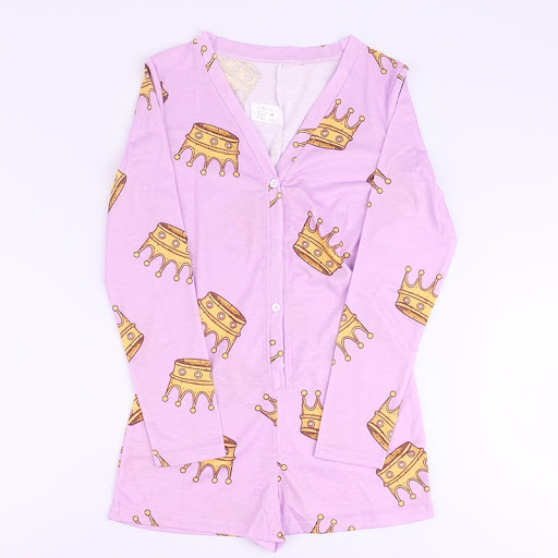 Title 9, Printed long-sleeved pajamas deep V nightclub t...