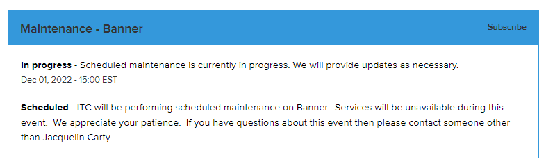 screenshot of a maintenance notification on Statuspage