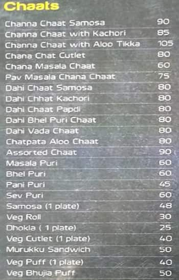 Nandhiniee Sweets menu 