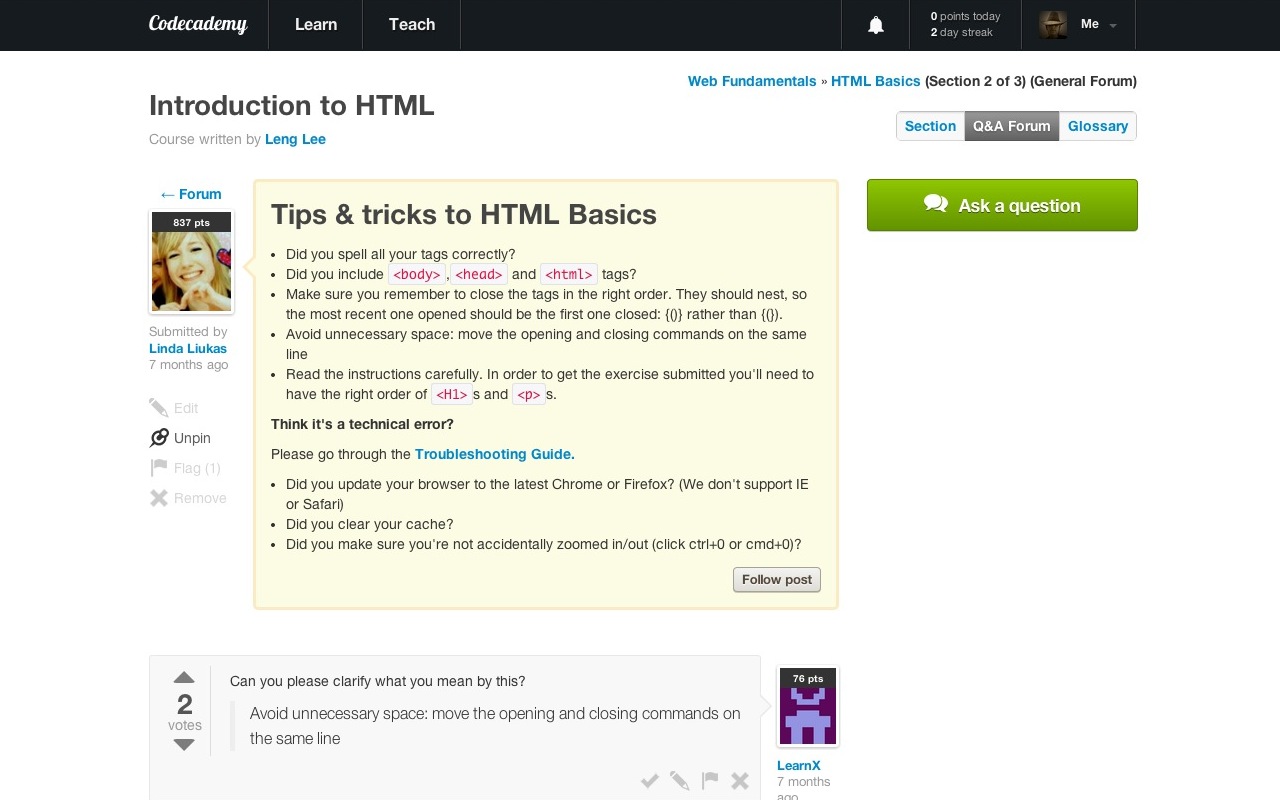 Codecademy Q&A Forum Fix Preview image 0