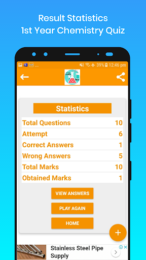 1st Year Chemistry MCQs Quiz