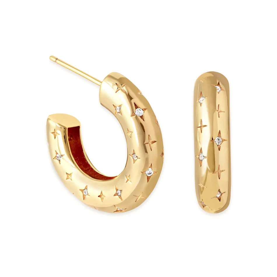 Boucles d'oreilles en forme d'étoile et de lune métalliques pour femmes Design spécial Clous d'oreilles Ajoutez une touche céleste à votre style
