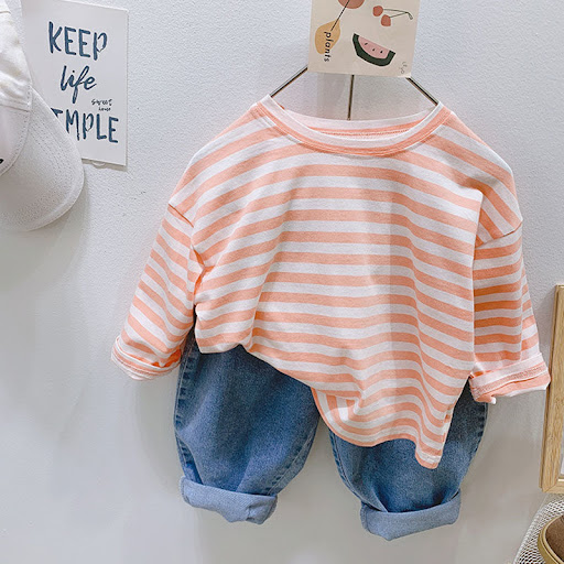 Title 2, Striped Bottoming Shirt Tops for Boys and Girls...