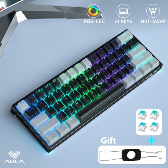 Bàn Phím Cơ Gaming Aula F3261 61 Phím Có Đèn Led Loại C Cho Mac / Windows