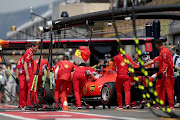 Sebastian Vettel of Germany driving the (5) Scuderia Ferrari SF90 stops in the Pitlane during practice for the F1 Grand Prix of France at Circuit Paul Ricard on June 21, 2019 in Le Castellet, France. 