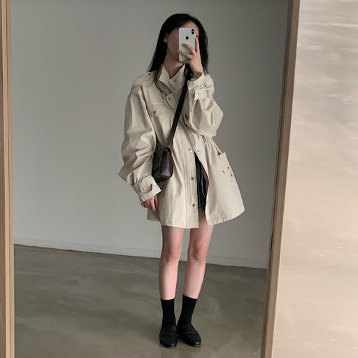 Title 14, Chic Autumn Idle Style Mid-length Loose Single-...