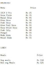 Pranavs Andhra Mess menu 1