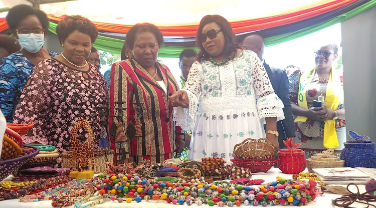 Principal Secretary for Gender Collete Suda, Maendeleo ya Wanawake Chairperson Rahab Mwui and Former Prime Minister Raila Odinga's wife Ida Odinga as women were celebrating the 70th Maendeleo ya Wanawake at Tom Mboya Labour College in Kisumu on May 12, 2022