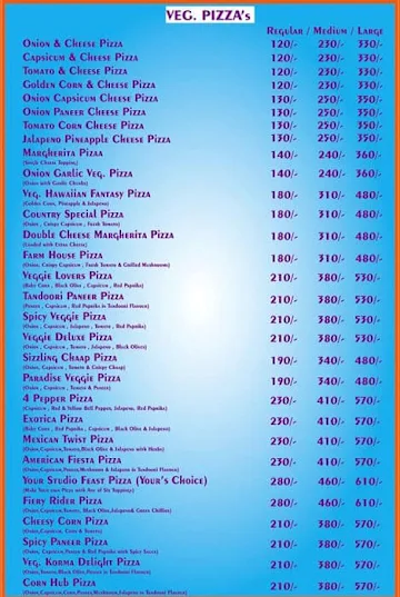 Pizza Studio menu 