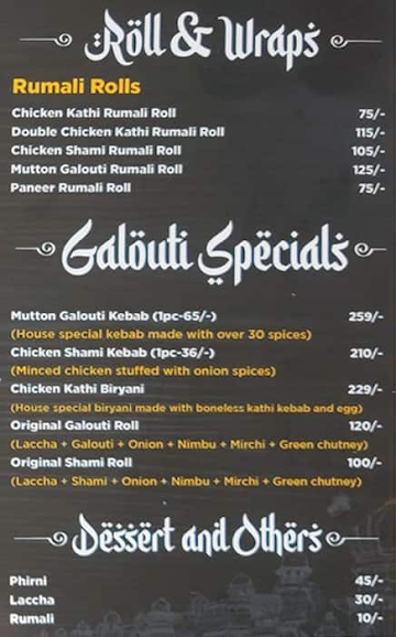 Galouti menu 