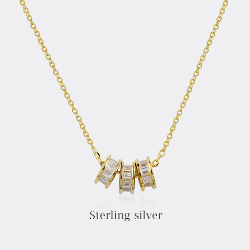 Title 5, Simple Design 925 Geometric Ring Necklace, a st...
