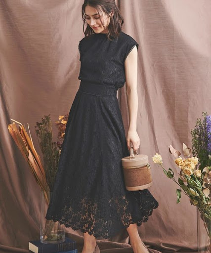 [Noela] 切替コードレー裙子