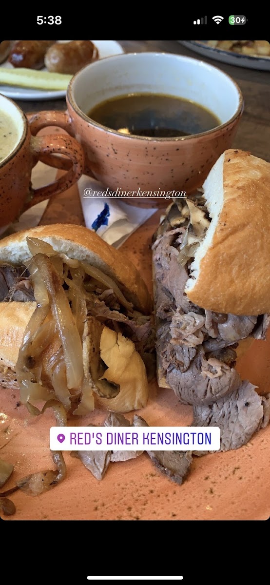 Red's Diner Gluten free beef dip